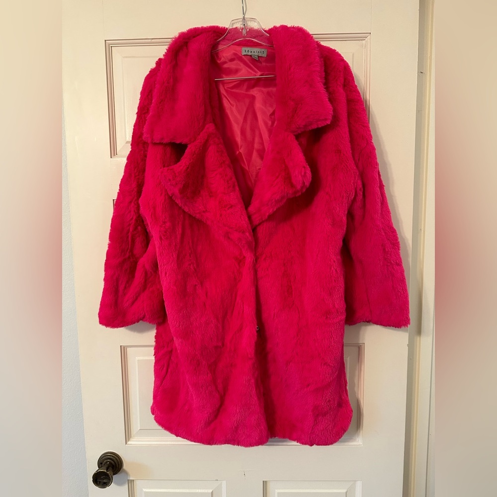 NWOT Pink Faux Fur coat